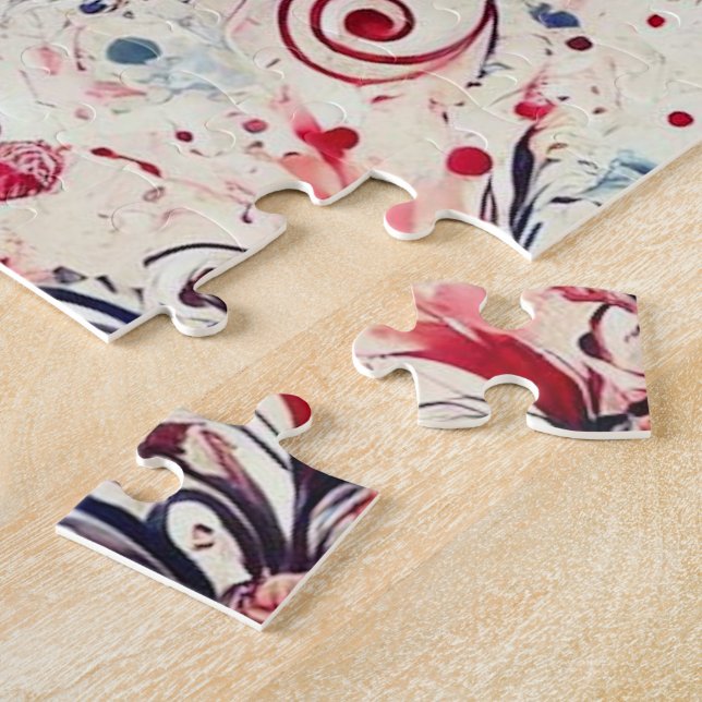 Valentineser Bouquet/Ro Splatter Art Pussel (Sidan)