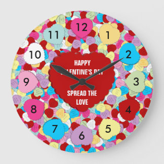 Valentineser Candy Hearts-Round Wall Clock Stor Klocka