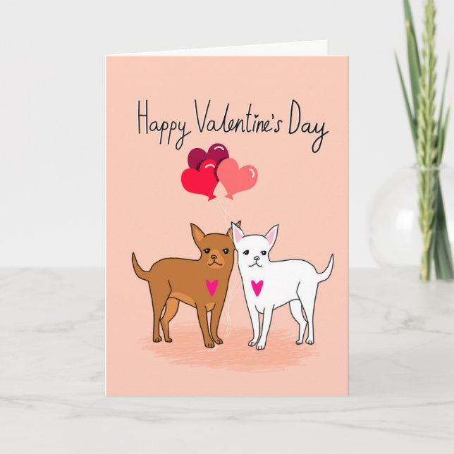 Valentineser Chihuahua Card - söt hundar Helgkort (Framsida)