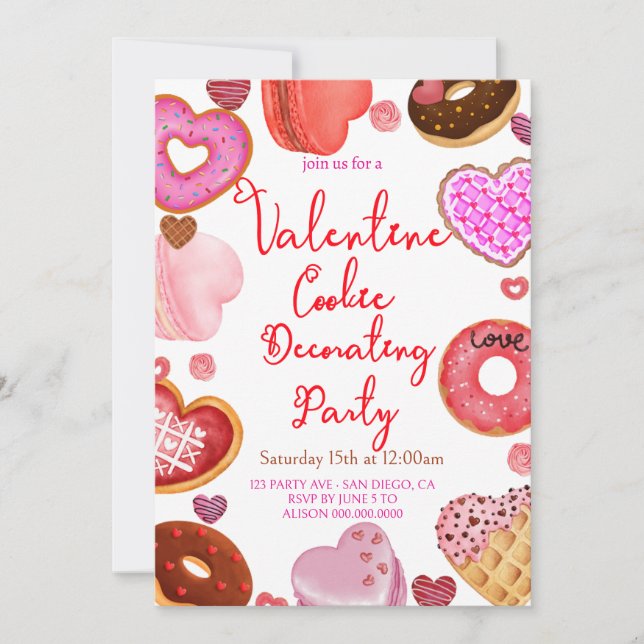 Valentineser Cookie-dekorering av Party Inbjudningar (Framsida)