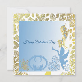 Valentineser Cupid Blue Guld Foliage Gräns Romanti