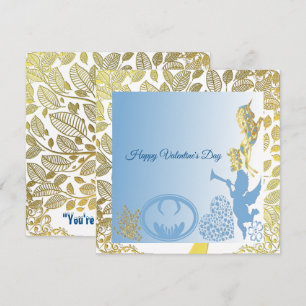 Valentineser Cupid Blue Guld Foliage Gräns Romanti