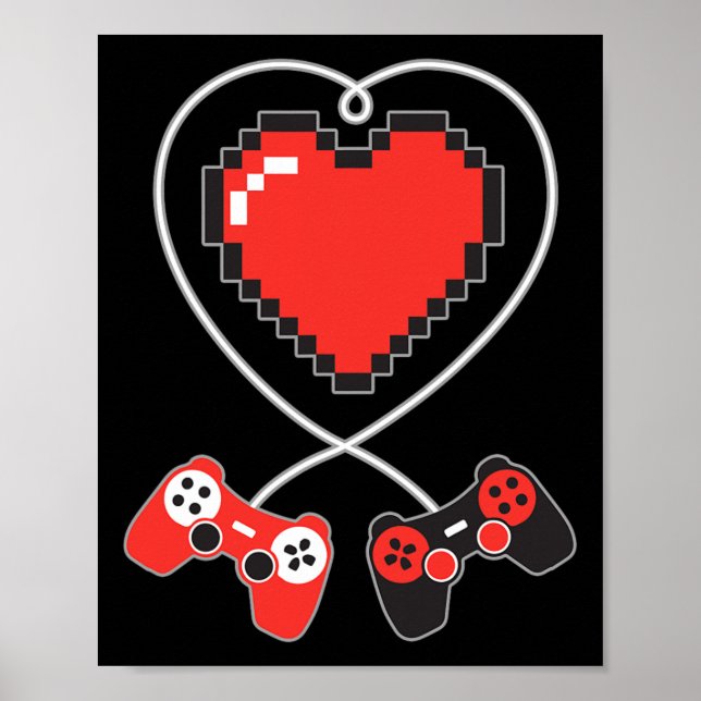 Valentineser D för Heart Pixel Art Video-match Con Poster (Framsidan)