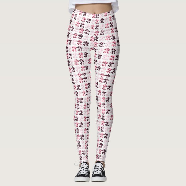 Valentineser Dam för hjärtdesign Leggings (Framsida)