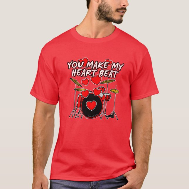 Valentineser Drummer Drums Bröllop Musician Annive T Shirt (Framsida)