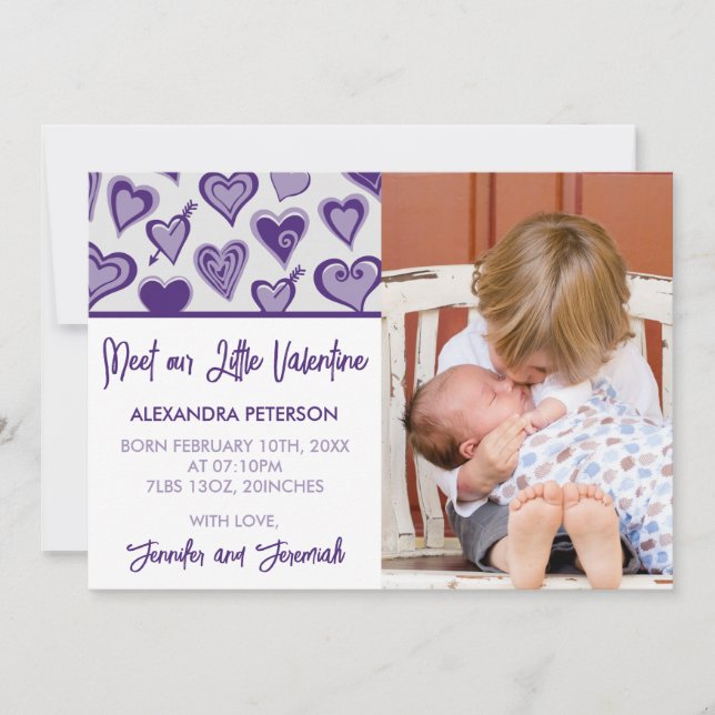 Valentineser födelsebesked vår lilla valentin meddelande (Framsida)