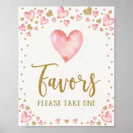 Valentineser Födelsedag gynnar Rosa Guld Hearts Sh Poster