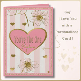 Valentineser för Anpassat namn Rosa Guld Hearts Fl Kort