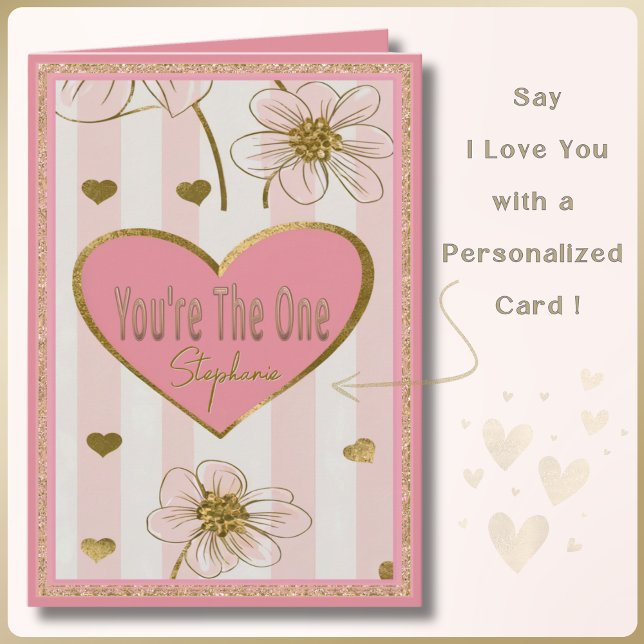 Valentineser för Anpassat namn Rosa Guld Hearts Fl Kort (Spoil your loved one with a custom name card. Perfect for Valentine's Day, Anniversary, or Birthday!)