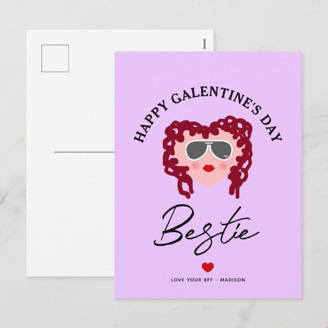Valentineser för bästa Lila av Friend Heart Helg Vykort (Fram/baksida)