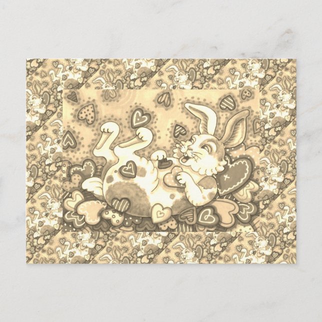 Valentineser FÖR BUNNY KANIT OCH FÄRGHJÄRTSKYDDSKÄ Helg Vykort (Framsida)