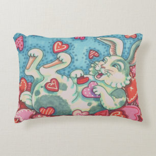 Valentineser FÖR BUNNY KANIT OCH FÄRGHJÄRTSKYDDSKÄ Prydnadskudde