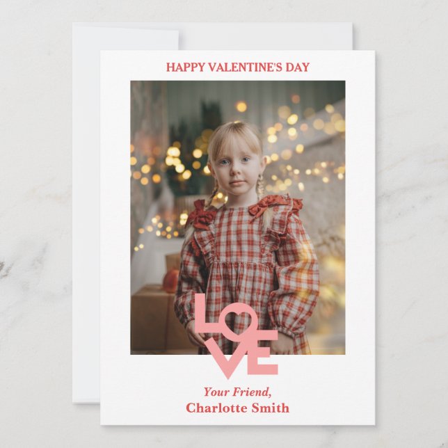 Valentineser för enkla Kärlek-fotoklassrum i Elega Julkort (Framsida)