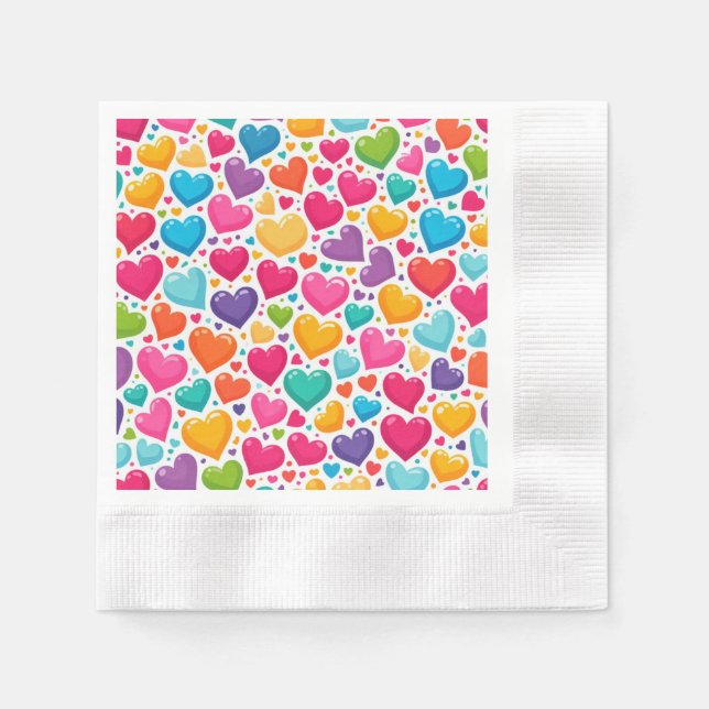 Valentineser för färgstarka regnbågslangar pappersservett (Framsidan)