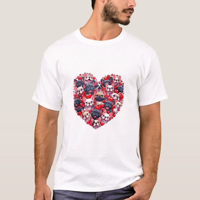Valentineser för Ljuny Fransk Bulldog T Shirt (Framsida)
