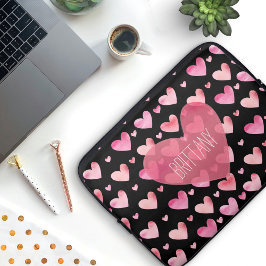 Valentineser för mönstrad rosa-vattenfärg laptop sleeve