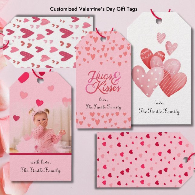 Valentineser för rött färgämne i Rosa med kugghöns Presentetikett (Gift Tags)