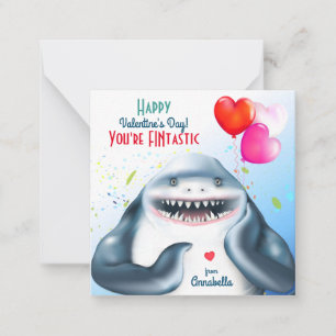 Valentineser för Shark Fintastic Kids Classroom-ko Anteckningskort