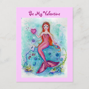 valentineser för sjöjungfru av Valentine Card-rosa Helg Vykort