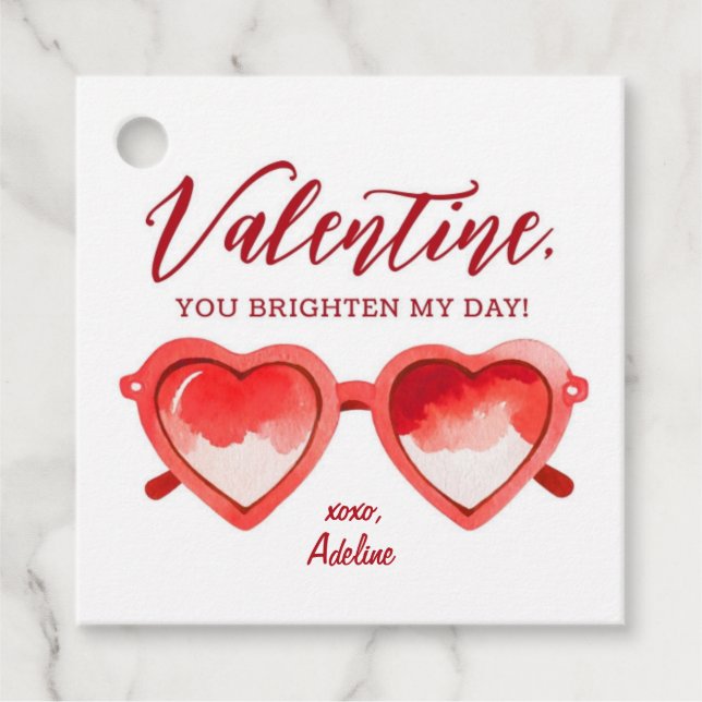 Valentineser för solglasögon på min dag gåvor etiketter (Framsida)