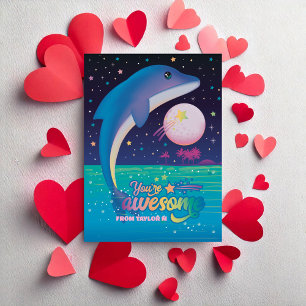 Valentineser för Trendig Retro 90s-delfinklass Anteckningskort