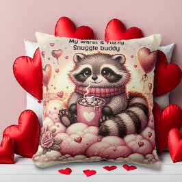 Valentineser för varm och Fuzzy Raccoon Kudde