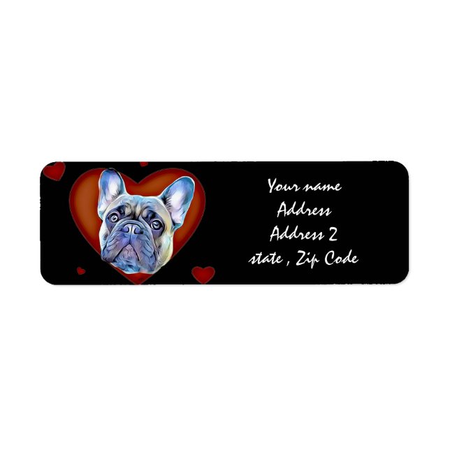 Valentineser Fransk Bulldog-dockor Adressetiketter Returadress Etikett (Framsidan)