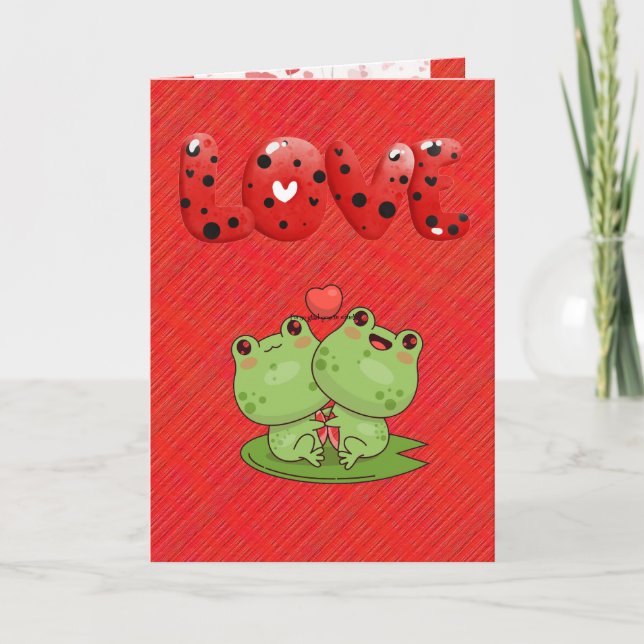 Valentineser Frogs på Lily Pad Personlig Va Tack Kort (Framsida)