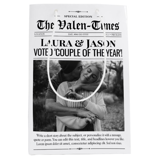 Valentineser Gift Bag, lite nyhetsblad, gift Bag (Framsidan)