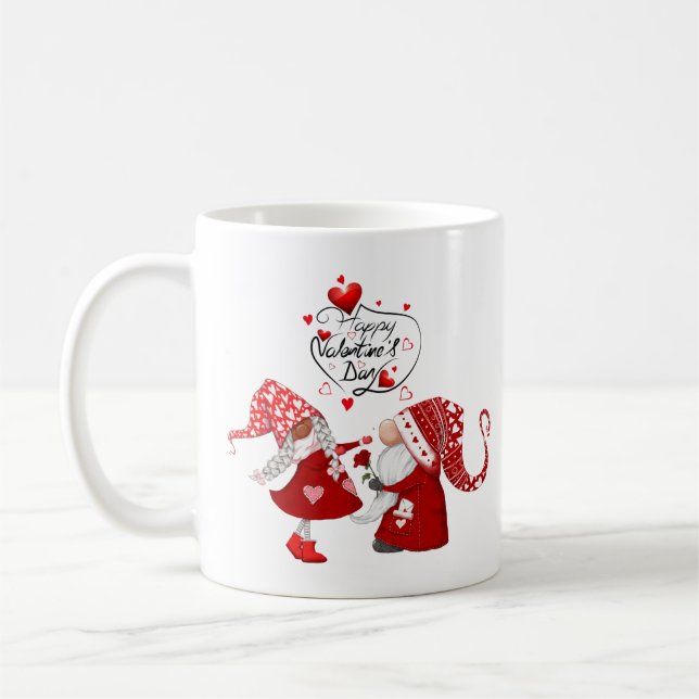 Valentineser gnome Lycklig Valentineser Kaffemugg (Vänster)