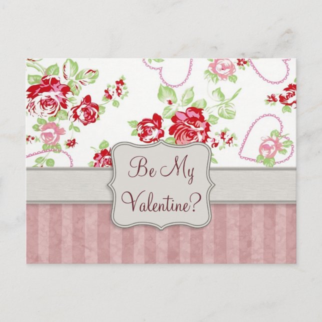 Valentineser - Hearter, Ro och Rand w Monogram Helg Vykort (Framsida)