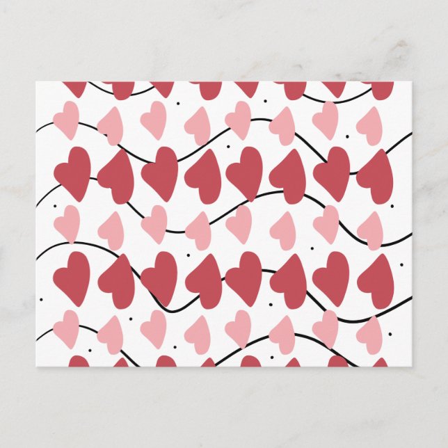 Valentineser Hearts Doodles Dots Mönster Vykort (Framsida)