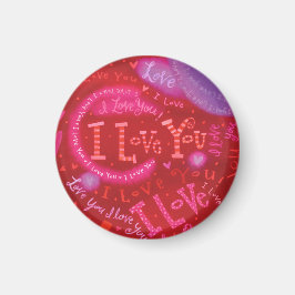 Valentineser Hearts Rosa Red I Kärlek You Typograp Magnet