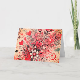 Valentineser Hjärter / Daisy / Platter Art / Sangr Anteckningskort