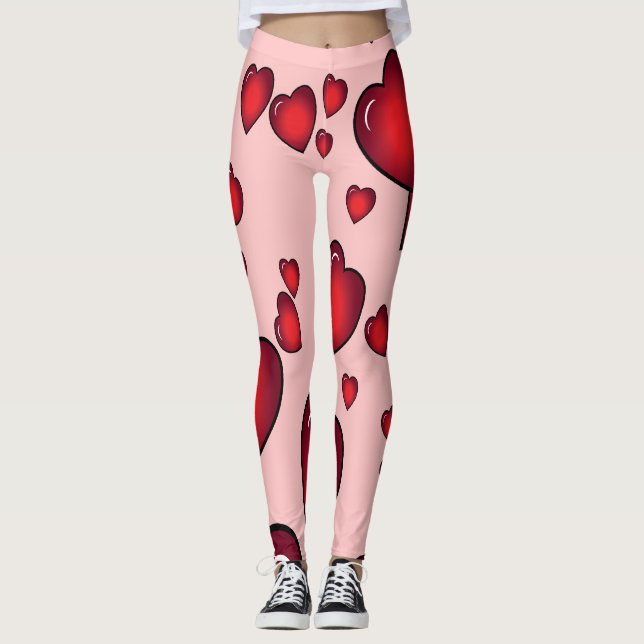 Valentineser Hjärter Leggings (Framsida)