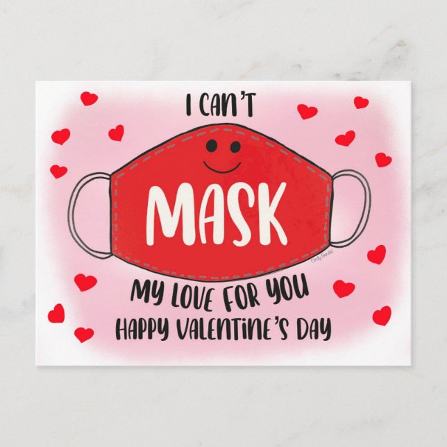 Valentineser i Classroom Mask Social Avstånd Vykort (Framsida)