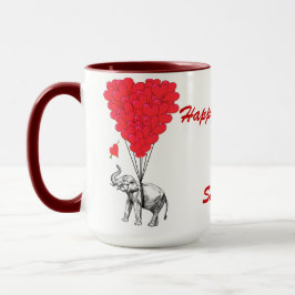 Valentineser i det bekväma elefanthjärtat i kärlek mugg