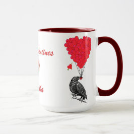 Valentineser i hjärtat av gotin kråka och kärlek mugg