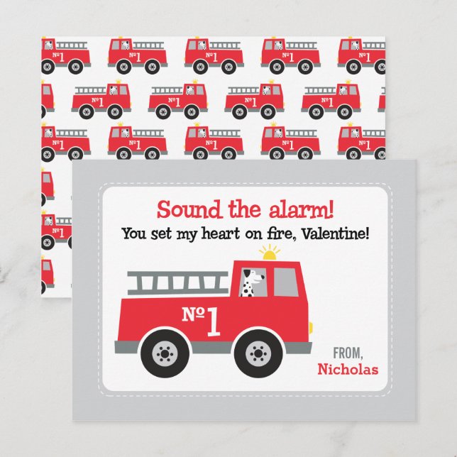 Valentineser i klassen Fire Lastbil Helg Vykort (Fram/baksida)