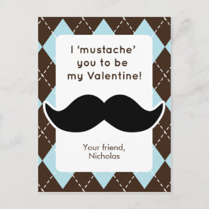 Valentineser i klassen Funny Mustache Helg Vykort
