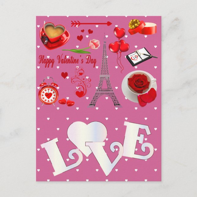 valentineser i lycklig med hjärtan vykort (Framsida)