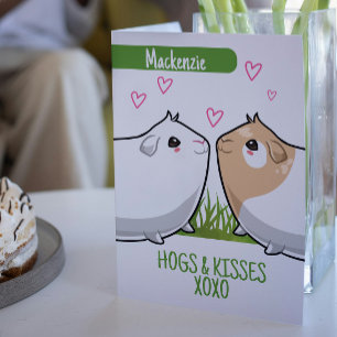 Valentineser i personligen Guinea Gris Hogs och Ki Helgkort