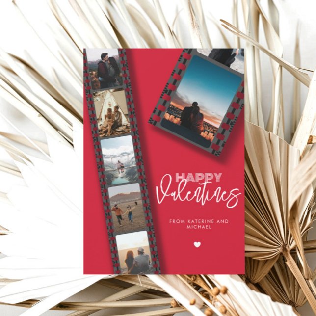 Valentineser Kamera Roll 6 Photo Collage Couple Julkort (Skapare uppladdad)