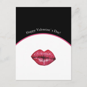Valentineser Kissing Läppar Watercolor Vykort