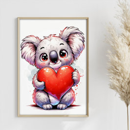 Valentineser Koala Cute Koala Heart Anpassade Poster