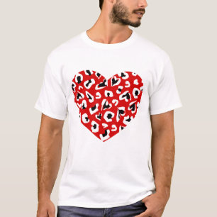valentineser leopard djuravtryck hjärtröd t shirt