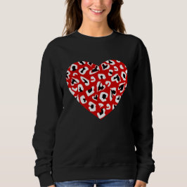 valentineser leopard djuravtryck hjärtröd t shirt