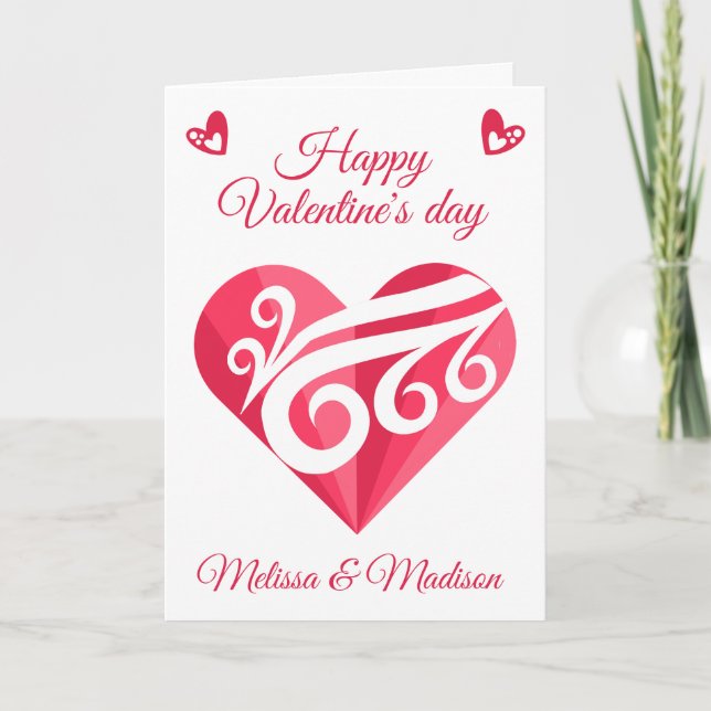 Valentineser Lesbisk Rosa Hjärtat Kort (Framsida)