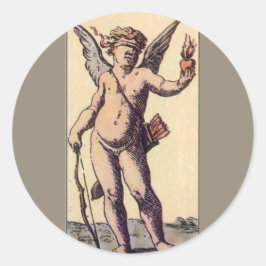 Valentineser med cupid-kort, Vintage-Tarot Card Runt Klistermärke