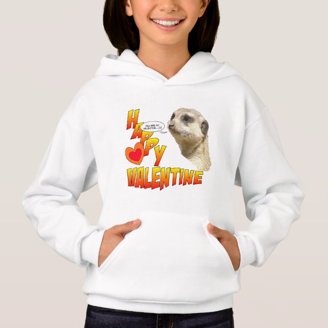 Valentineser Meerkat Girls Pullover Hoodie T Shirt (Framsida)